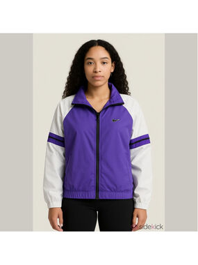 Women's Purple White Nike Zip Front XL Windbreaker Jacket